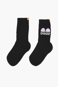 Calzini lunghi PAC-MAN in cotone e Nylon con Dettaglio a Costine></noscript>Dsquared2 New