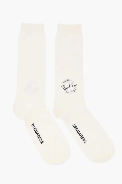 Calzini Mid Crew in Misto Lana con Dettagli a Contrasto>Dsquared2 Sale