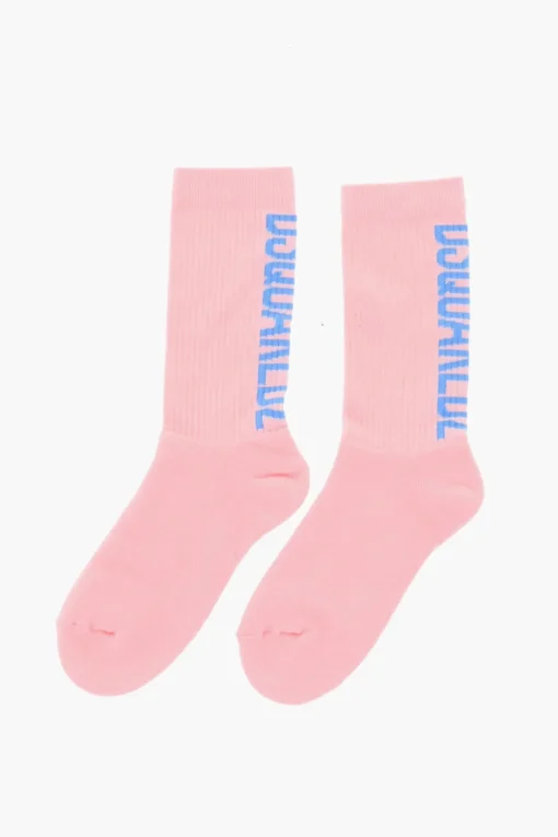 Calzini Mid-Crew a Costine con Logo a Contrasto>Dsquared2 Hot
