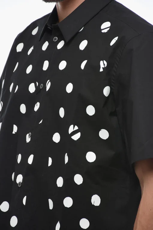 Camicia a Manica Corta a Pois con Collo Italiano>Raf Simons Outlet