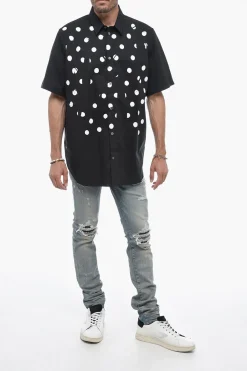 Camicia a Manica Corta a Pois con Collo Italiano></noscript>Raf Simons Outlet