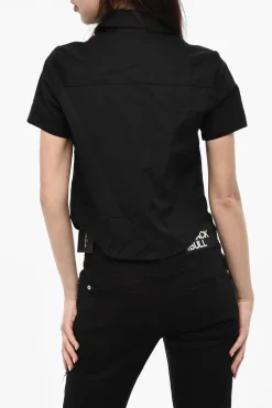 Clearance Camicia A Maniche Corte Crop Con Taschino Donna Camicie