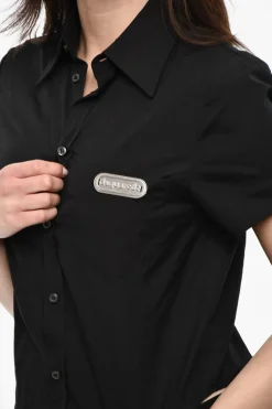 Clearance Camicia A Maniche Corte Crop Con Taschino Donna Camicie