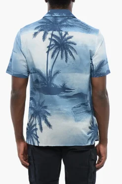 Online Camicia A Maniche Corte Con Stampa Palme Uomo Camicie