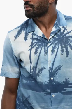 Online Camicia A Maniche Corte Con Stampa Palme Uomo Camicie