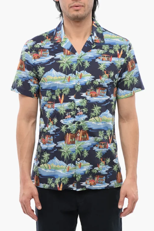 Discount Camicia A Maniche Corte Con Stampa Allover Uomo Camicie