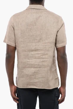 New Camicia A Maniche Corte In Lino Uomo Camicie