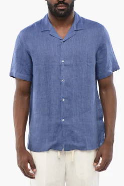 Sale Camicia A Maniche Corte In Lino Uomo Camicie
