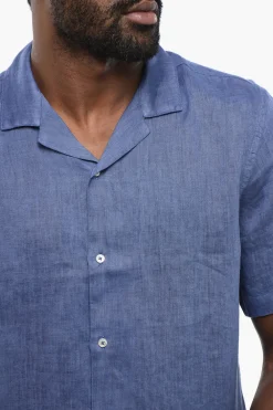 Sale Camicia A Maniche Corte In Lino Uomo Camicie