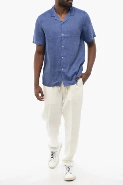 Sale Camicia A Maniche Corte In Lino Uomo Camicie