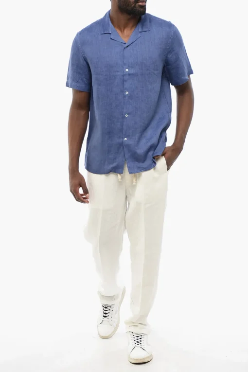 Sale Camicia A Maniche Corte In Lino Uomo Camicie