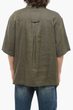 Discount Camicia a Maniche Corte in Cotone con Tasche a Toppa Uomo Camicie