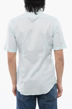 Best Camicia a Maniche Corte in Lino con Collo Francese Uomo Camicie