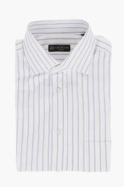 Fashion Camicia a Maniche Corte in Cotone con Motivo Bayadere Uomo Camicie