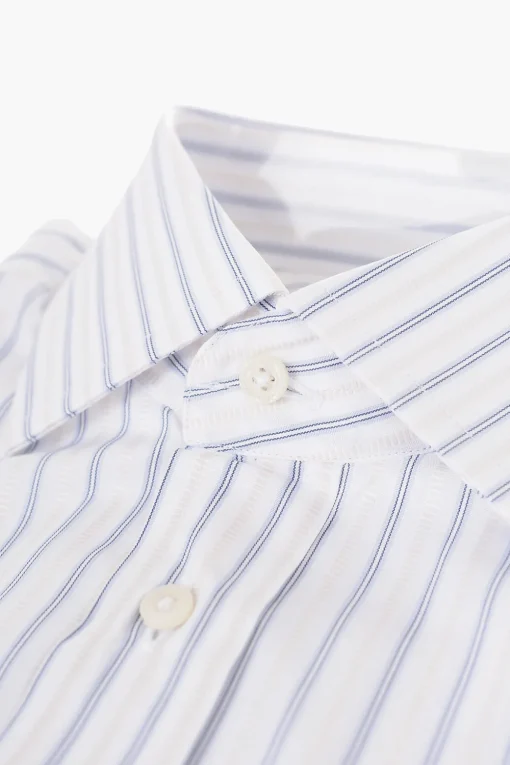 Fashion Camicia a Maniche Corte in Cotone con Motivo Bayadere Uomo Camicie