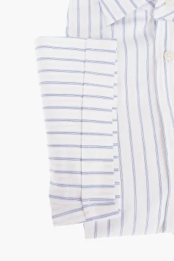 Fashion Camicia a Maniche Corte in Cotone con Motivo Bayadere Uomo Camicie