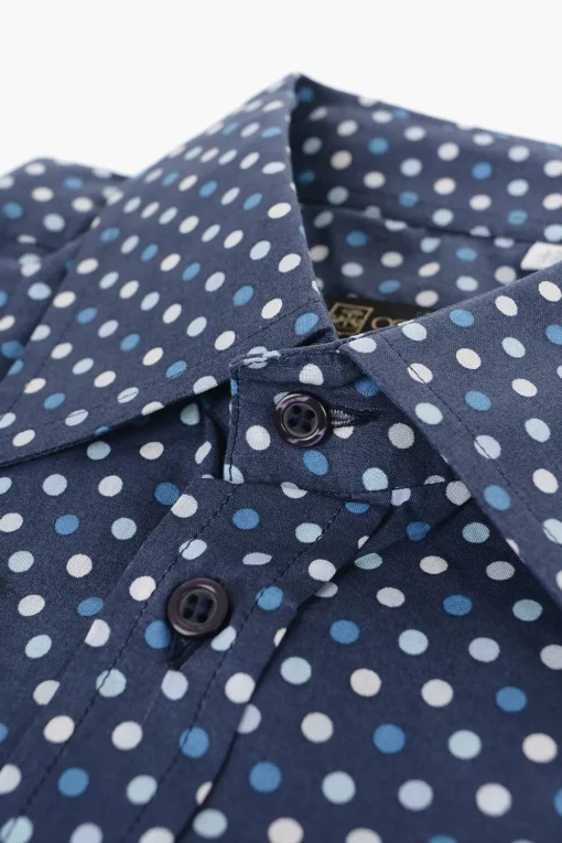 Camicia a Maniche Corte in Lino con Motivo a Pois>Corneliani Fashion