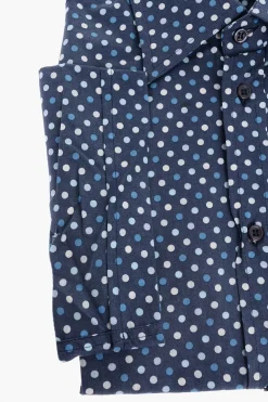 Camicia a Maniche Corte in Lino con Motivo a Pois></noscript>Corneliani Fashion