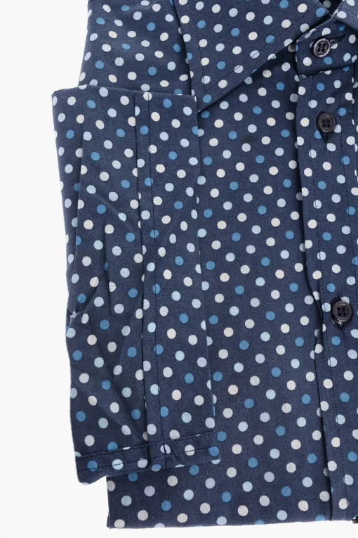 Camicia a Maniche Corte in Lino con Motivo a Pois>Corneliani Fashion