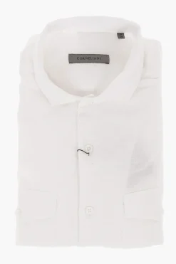 Camicia a Maniche Corte in Lino con Tasche Utility>Corneliani Outlet