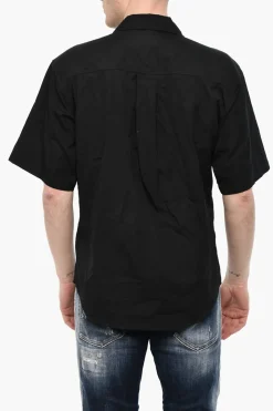 Camicia a Maniche Corte in Motivo Floreale con Strass>Dsquared2 Fashion