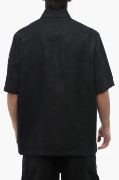 Best Camicia a Maniche Corte 90SLOGO in Lino Uomo Camicie