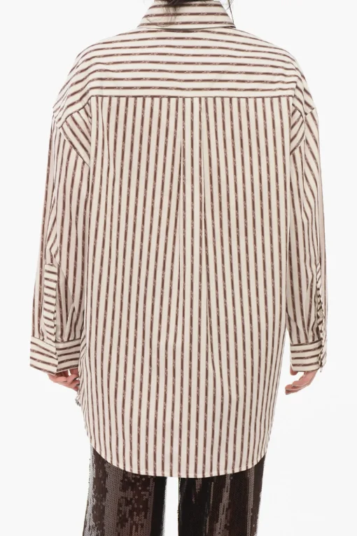 Fashion Camicia A maniche Lunghe Con Stampa A Righe Donna Camicie