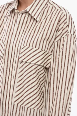 Fashion Camicia A maniche Lunghe Con Stampa A Righe Donna Camicie