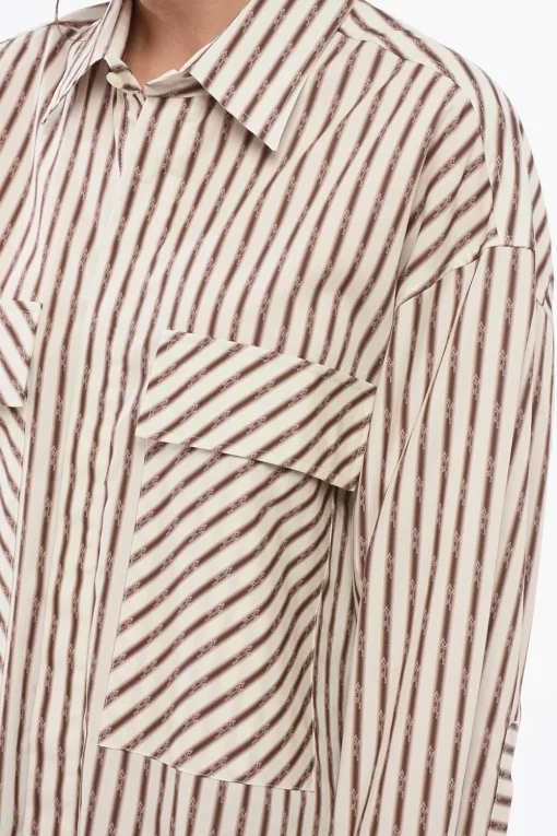 Fashion Camicia A maniche Lunghe Con Stampa A Righe Donna Camicie
