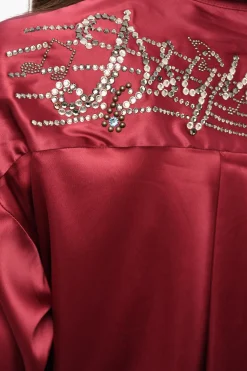 Camicia A Maniche Lunghe In Raso Con Logo In Strass></noscript>Dsquared2 Fashion