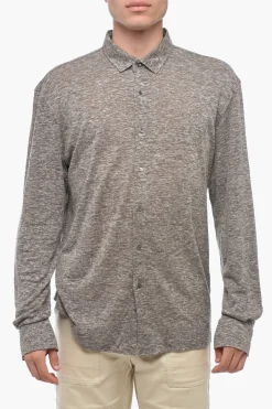 Discount Camicia A Maniche Lunghe In Lino Uomo Camicie