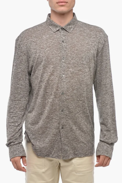 Discount Camicia A Maniche Lunghe In Lino Uomo Camicie