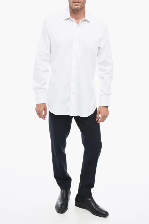 Clearance Camicia A Maniche Lunghe Con Collo Francese Uomo Camicie