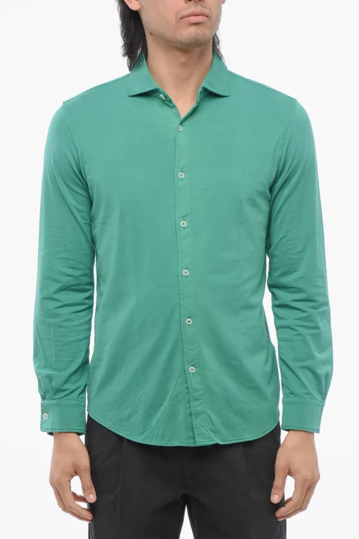 Fashion Camicia A Maniche Lunghe In Cotone Stretch Uomo Camicie