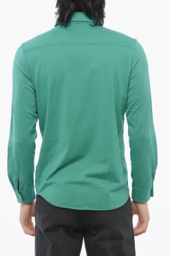 Fashion Camicia A Maniche Lunghe In Cotone Stretch Uomo Camicie