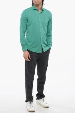 Fashion Camicia A Maniche Lunghe In Cotone Stretch Uomo Camicie