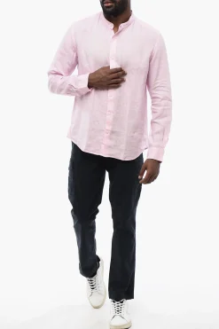 Camicia A Maniche Lunghe In Lino></noscript>Altea Fashion