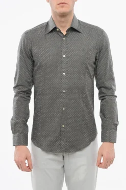 Online Camicia a Pois con Collo Francese Uomo Camicie