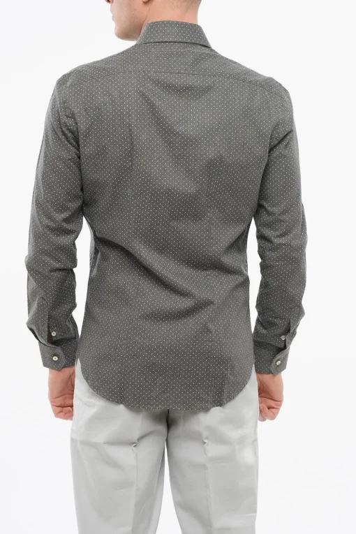 Online Camicia a Pois con Collo Francese Uomo Camicie