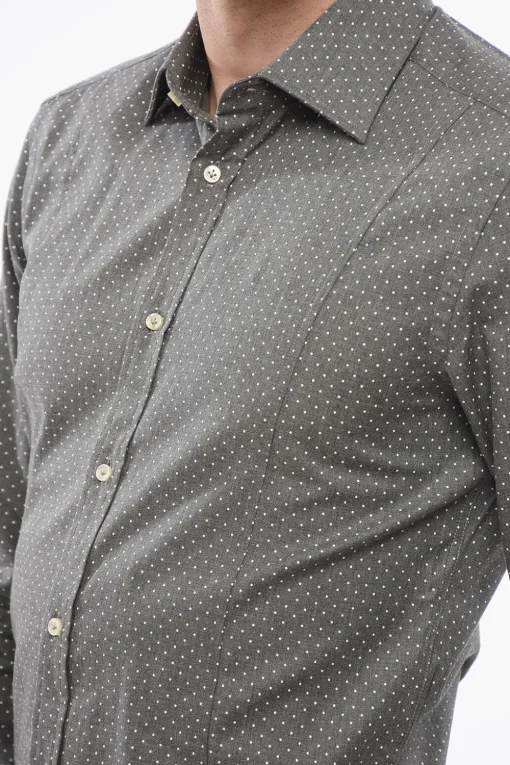 Online Camicia a Pois con Collo Francese Uomo Camicie