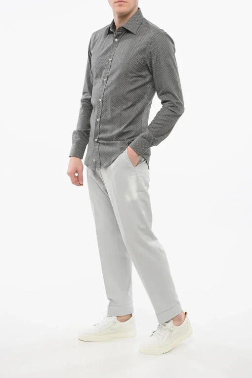Online Camicia a Pois con Collo Francese Uomo Camicie