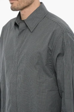 Outlet Camicia a Quadri con Abbottonatura Nascosta Uomo Camicie