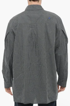 Outlet Camicia a Quadri con Abbottonatura Nascosta Uomo Camicie