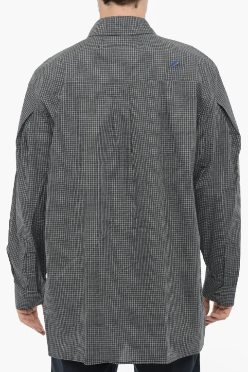 Outlet Camicia a Quadri con Abbottonatura Nascosta Uomo Camicie