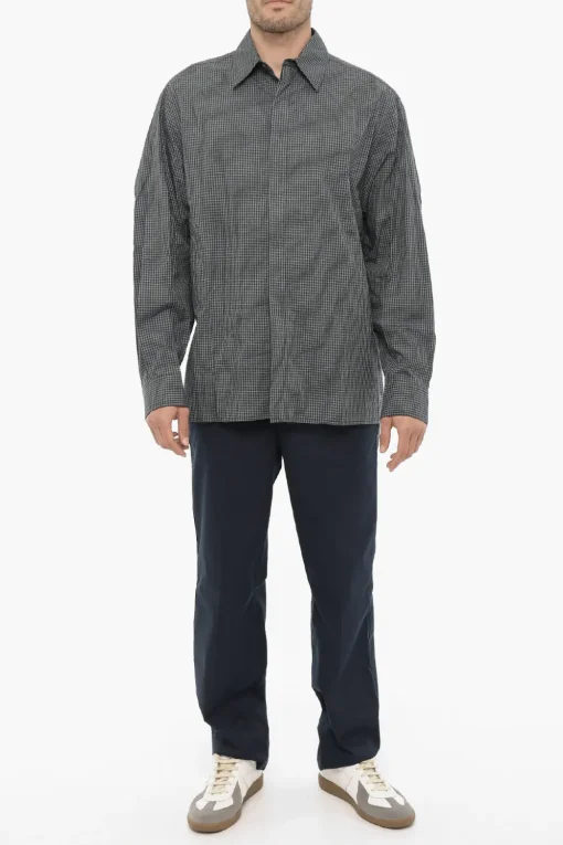 Outlet Camicia a Quadri con Abbottonatura Nascosta Uomo Camicie