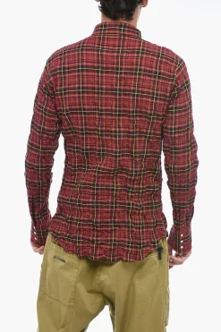 Online Camicia a Quadri con Effetto Stropicciato Uomo Camicie