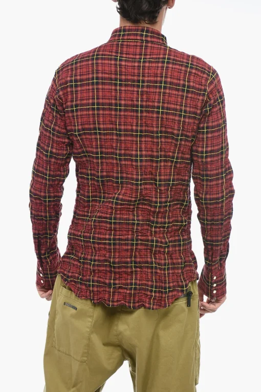 Online Camicia a Quadri con Effetto Stropicciato Uomo Camicie