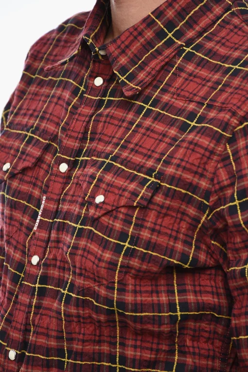 Online Camicia a Quadri con Effetto Stropicciato Uomo Camicie