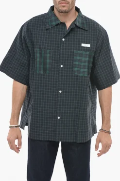 Online Camicia a Quadri Plaid con Taschini in Seta Uomo Camicie