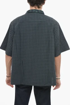 Online Camicia a Quadri Plaid con Taschini in Seta Uomo Camicie